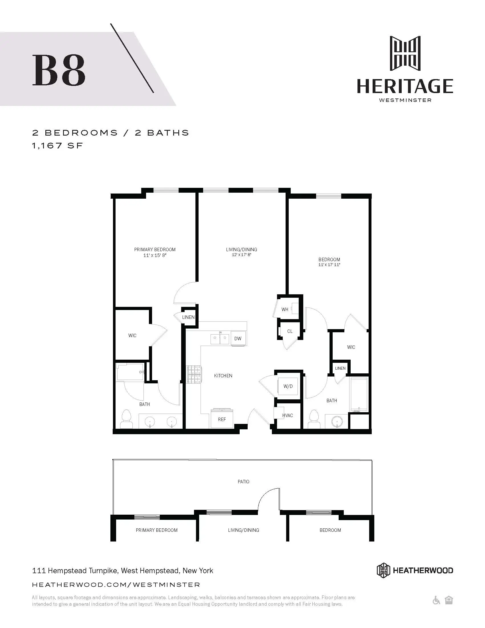 A floor plan for a Heritage Westminster apartment in New York.