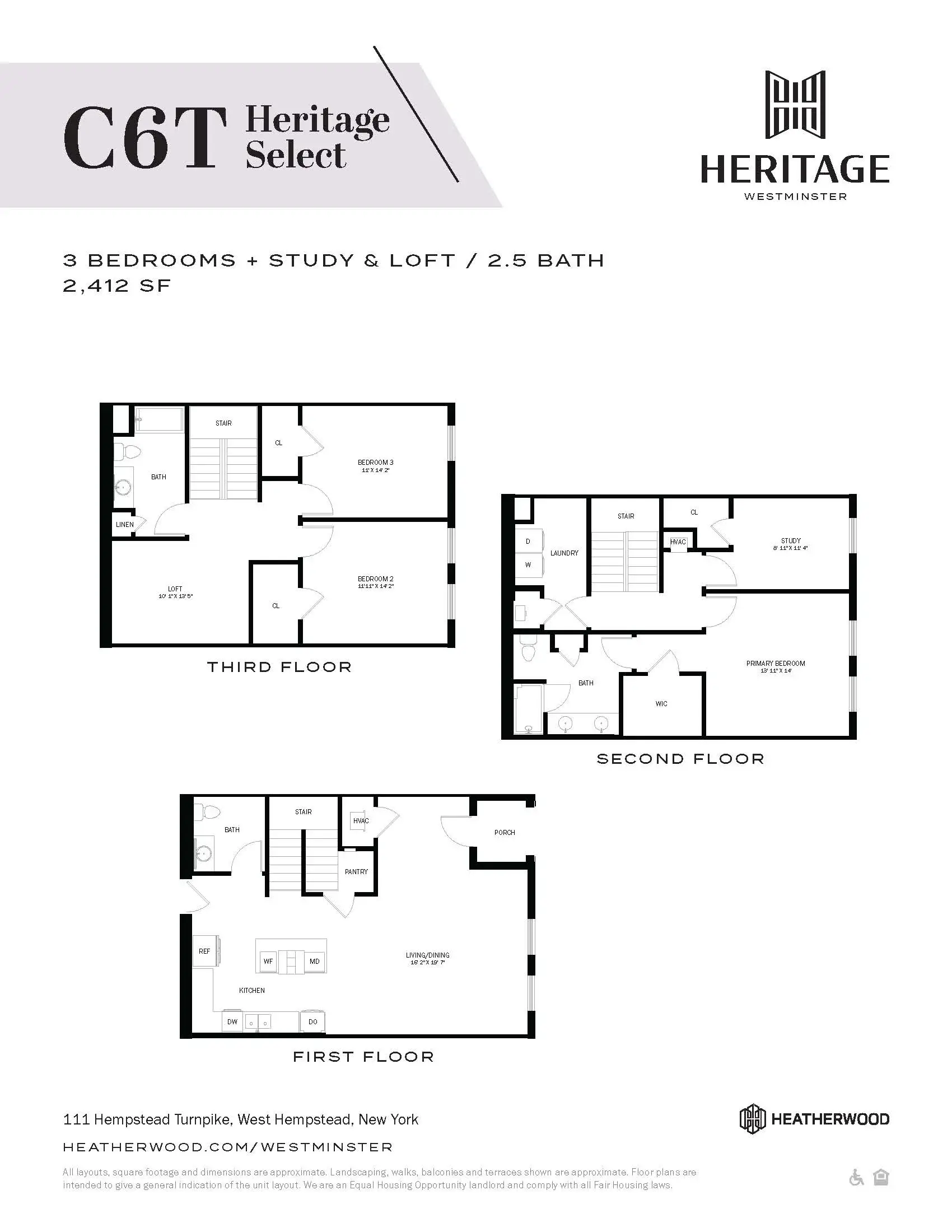 A floor plan for a C6T Heritage Select apartment in Westminster.