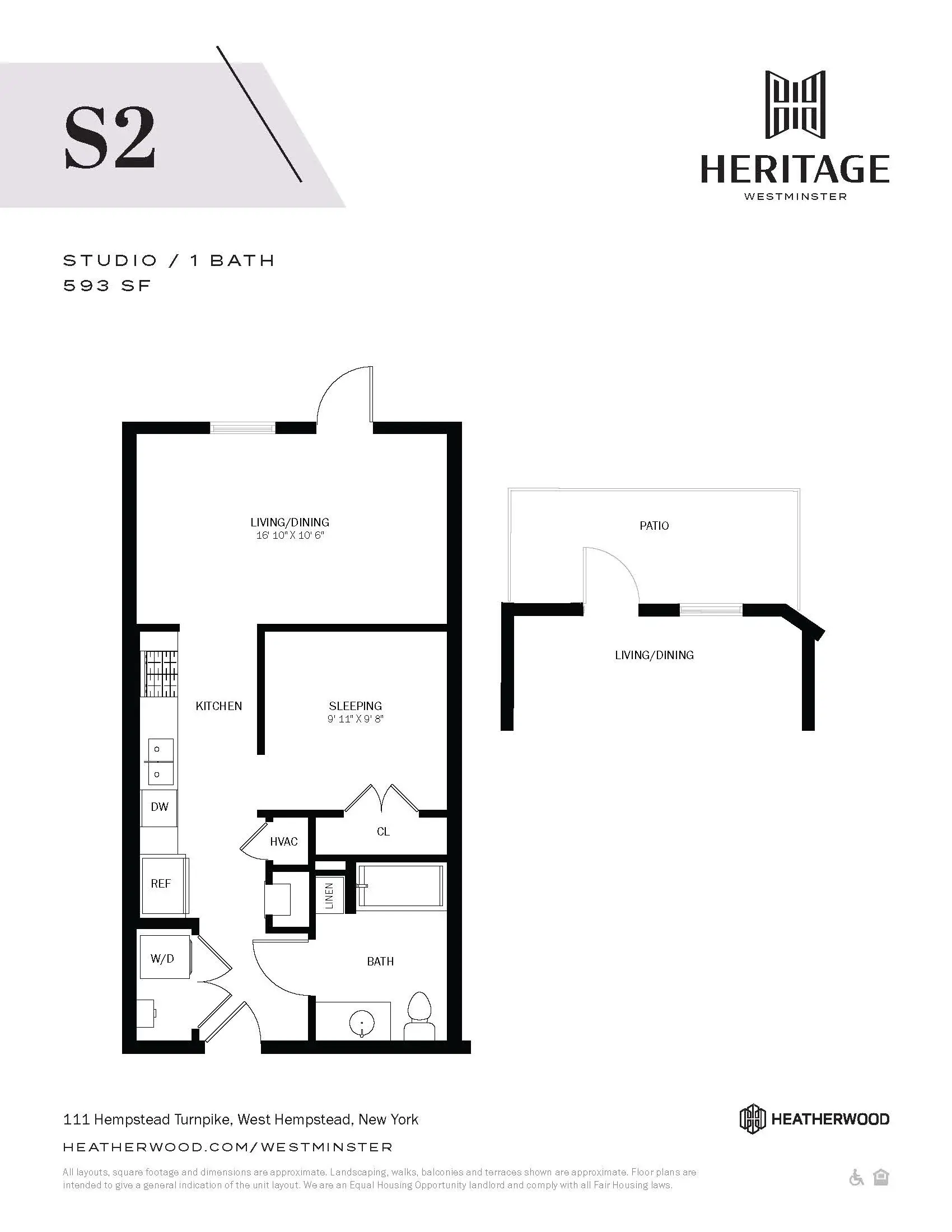 Studio, 1 Bathroom Floorplan at Heritage Westminster