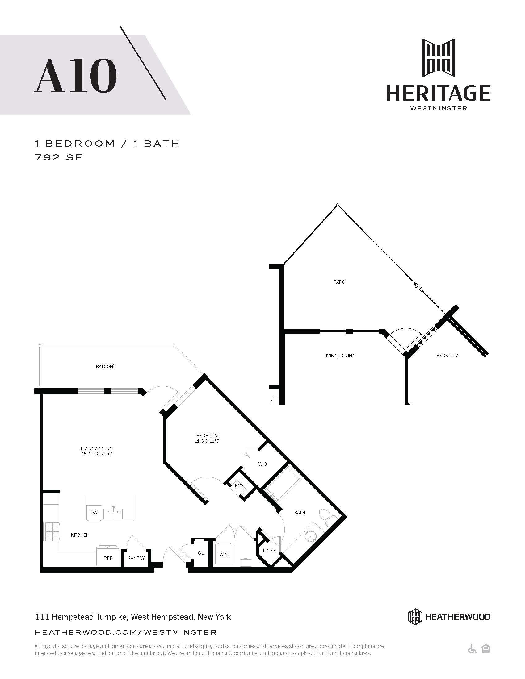 A black and white image of a floor plan for a 1 bedroom apartment.
