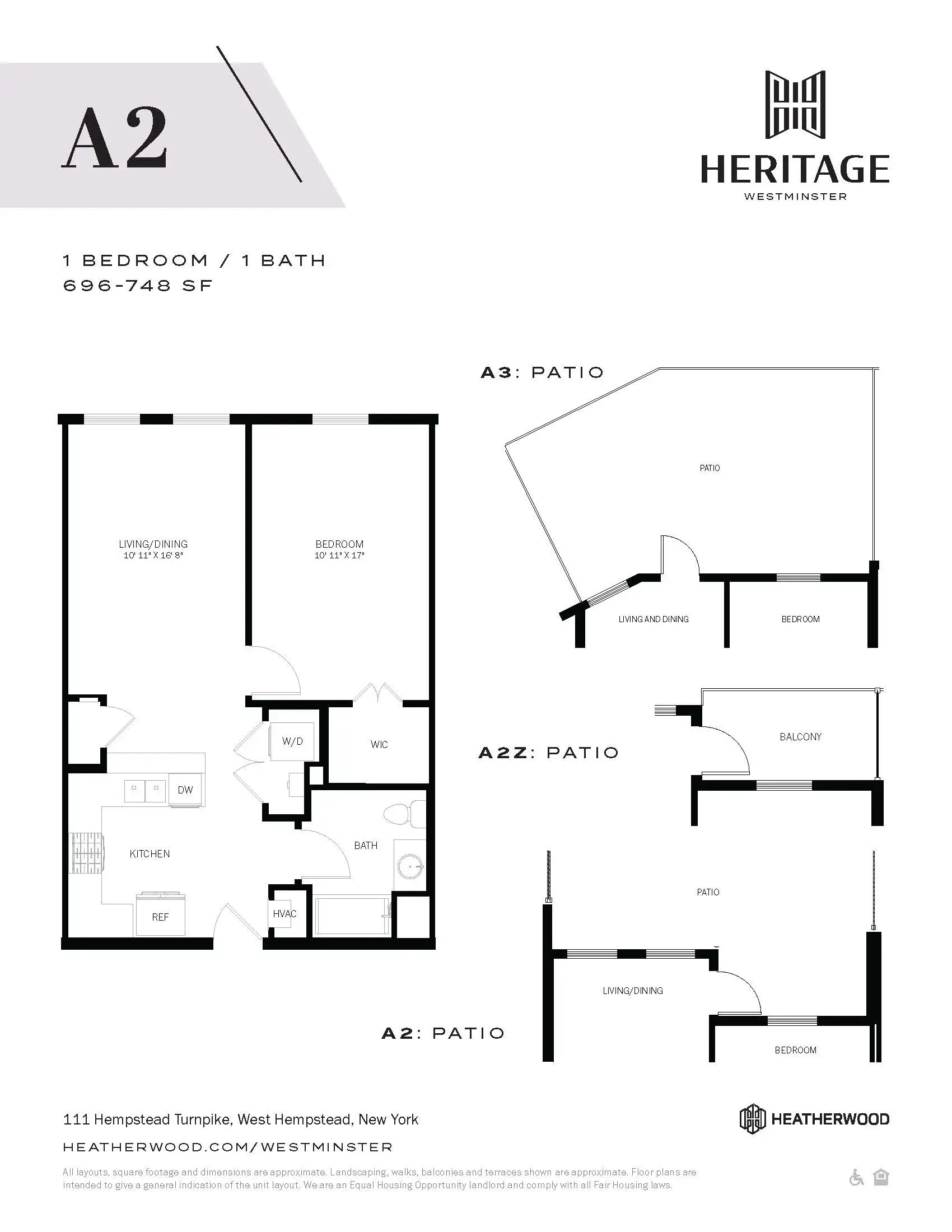 Floor plan for 1 Bed, 1 Bath at Heritage Westminster