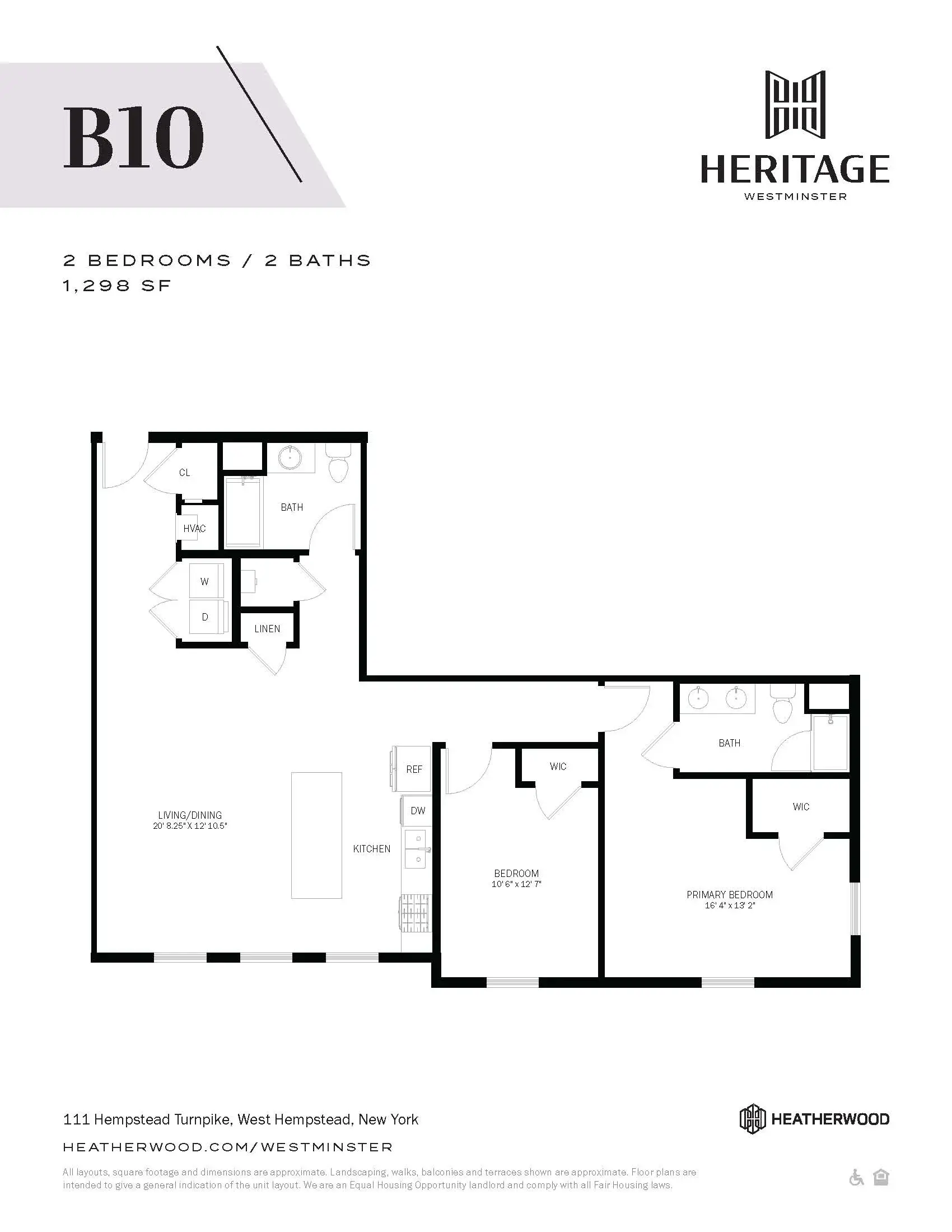 A floor plan for a Heritage Westminster apartment in New York.