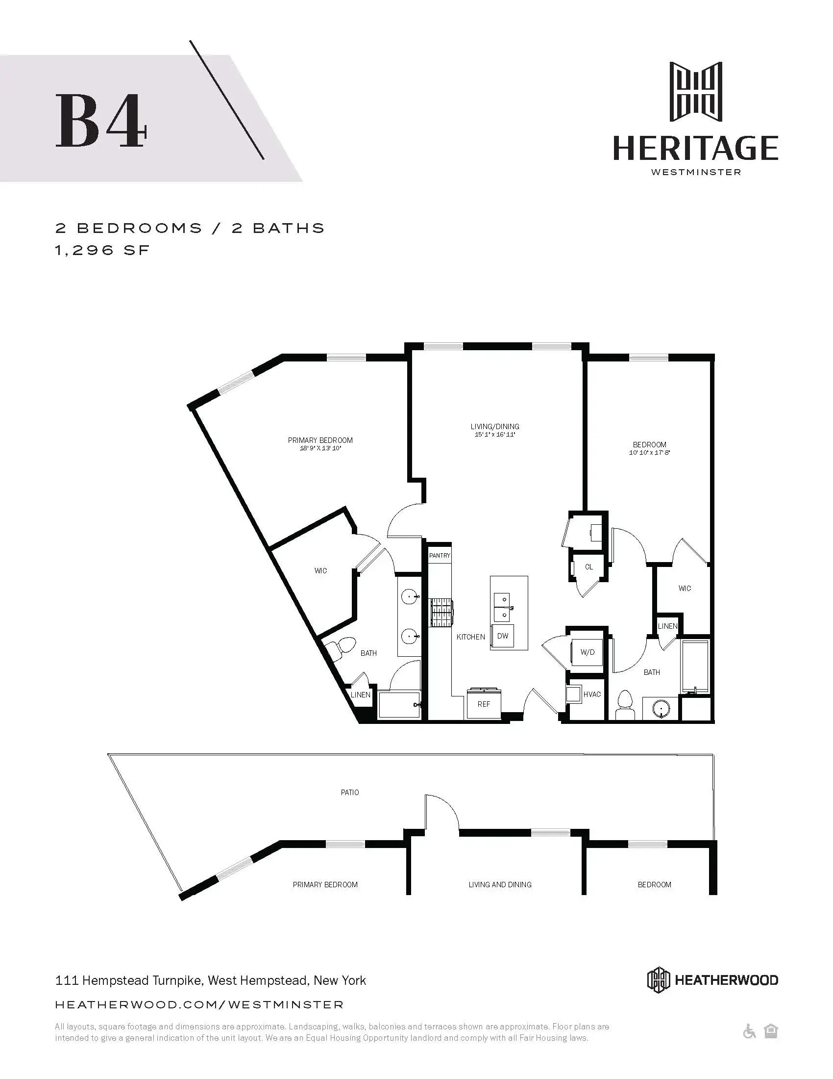 A black and white image of a floor plan for a building named Heritage Westminster.