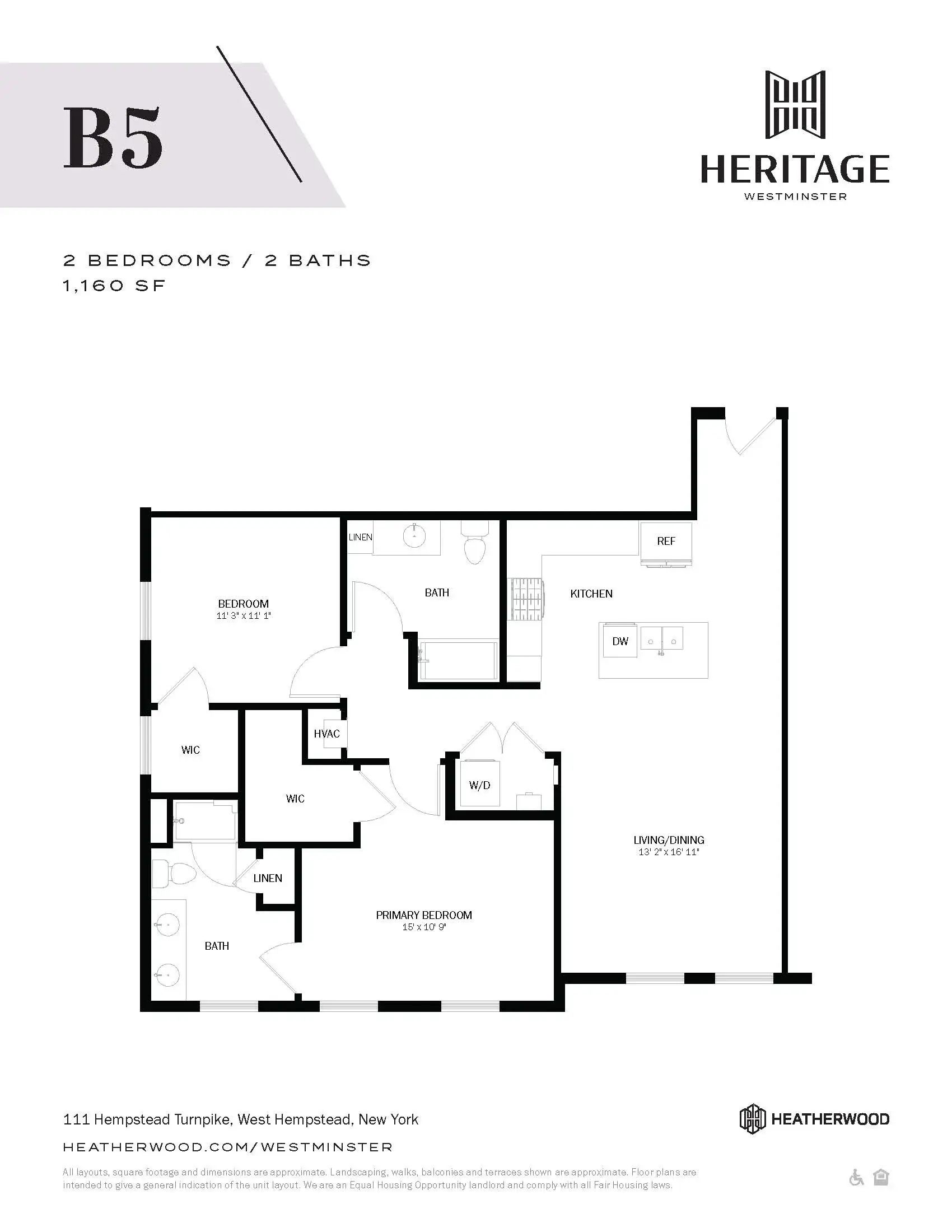 A floor plan for a Heritage Westminster apartment in New York.