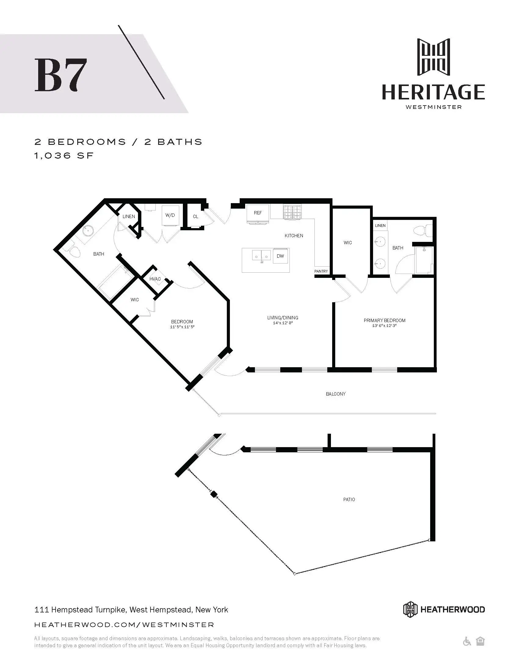 Floor plan for a Heritage Westminster apartment.