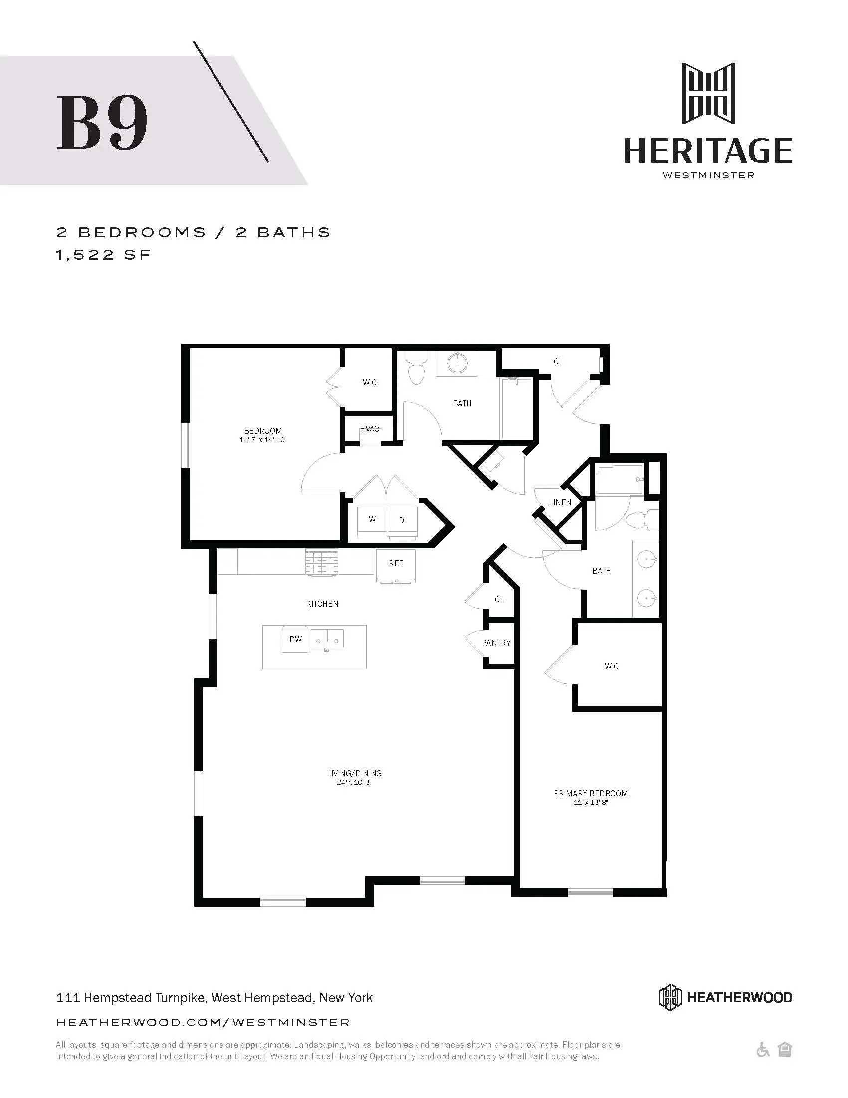 A floor plan for a Heritage Westminster apartment in New York.