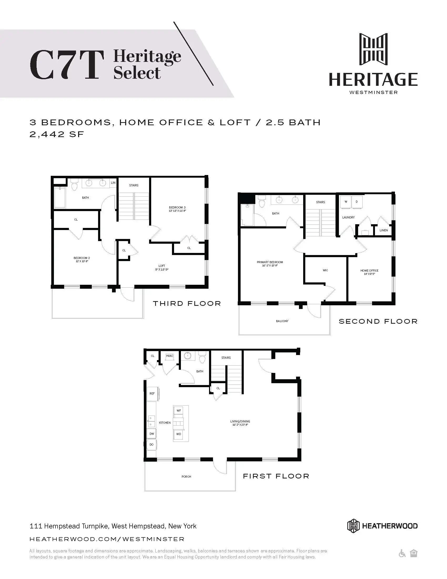 A floor plan for a Heritage Select apartment in Westminster.